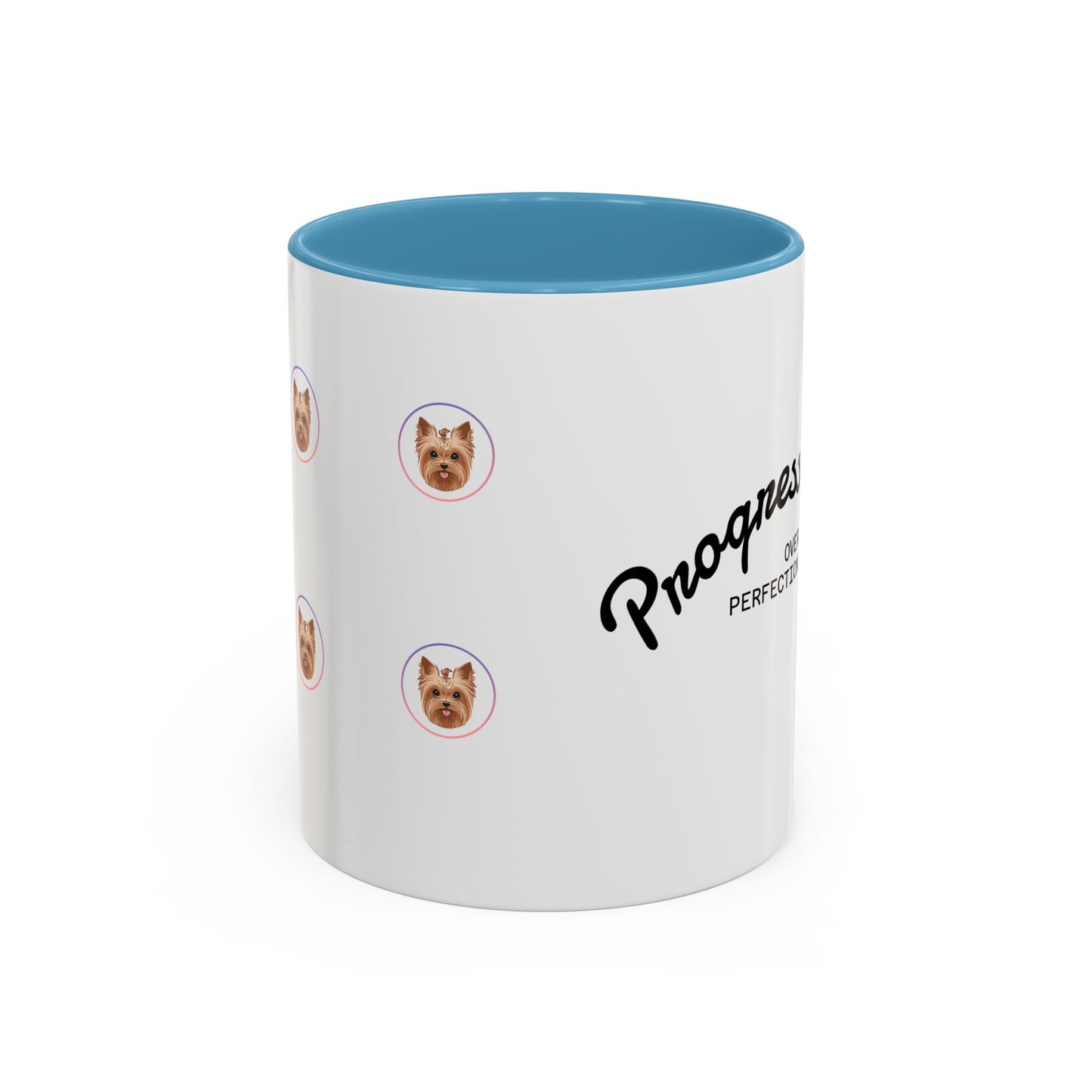 Motivational Coffee Mug, Progress Over Perfection Design, Cute Dog Print, Gift for Pet Lovers, Office or Home Decor, Inspirational Drinkware