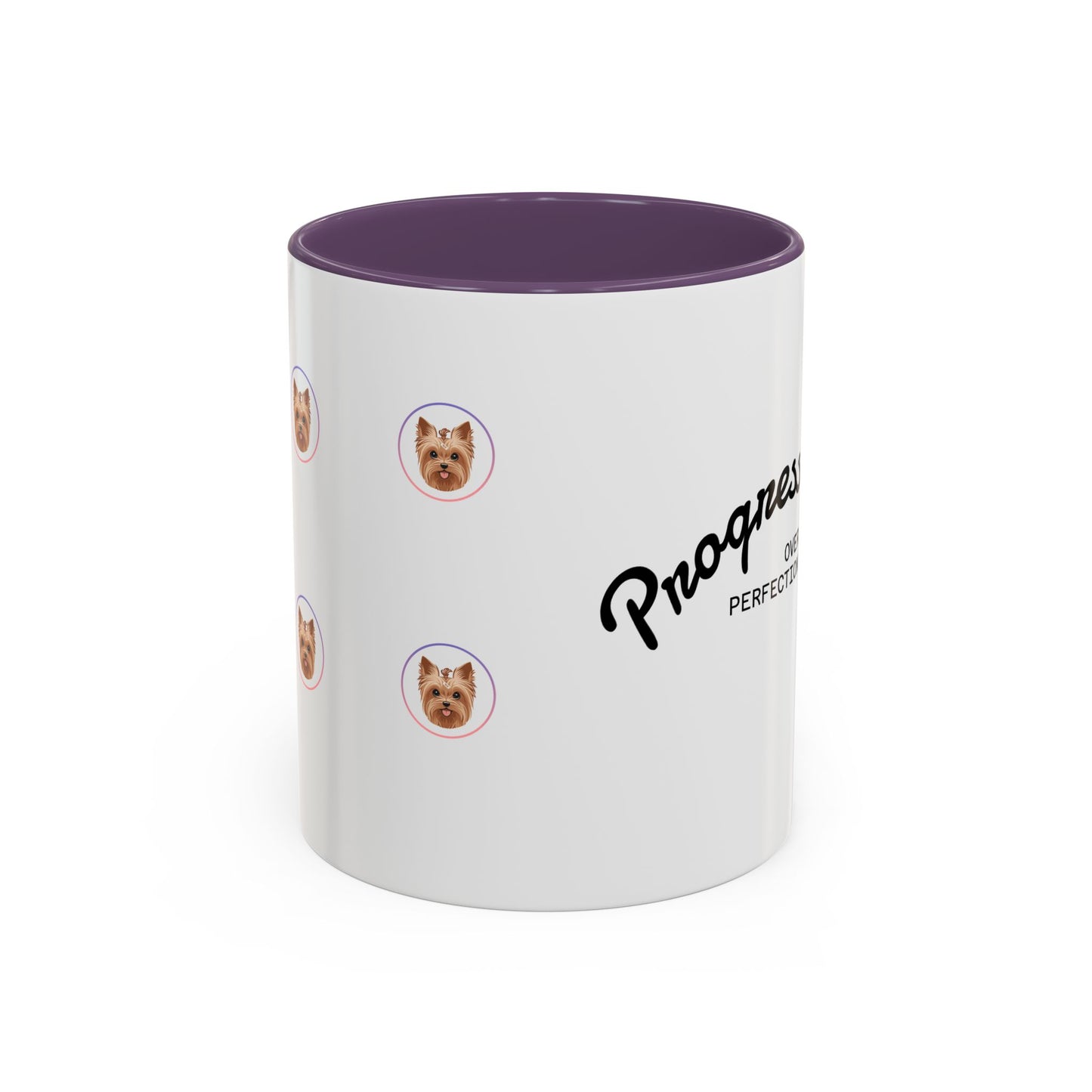 Motivational Coffee Mug, Progress Over Perfection Design, Cute Dog Print, Gift for Pet Lovers, Office or Home Decor, Inspirational Drinkware