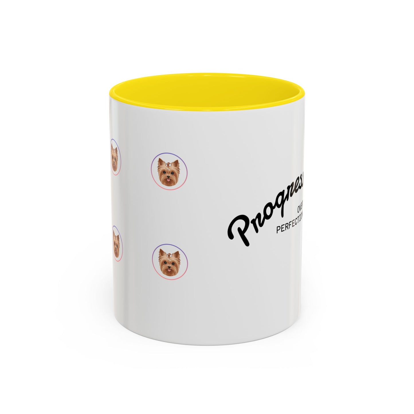 Motivational Coffee Mug, Progress Over Perfection Design, Cute Dog Print, Gift for Pet Lovers, Office or Home Decor, Inspirational Drinkware
