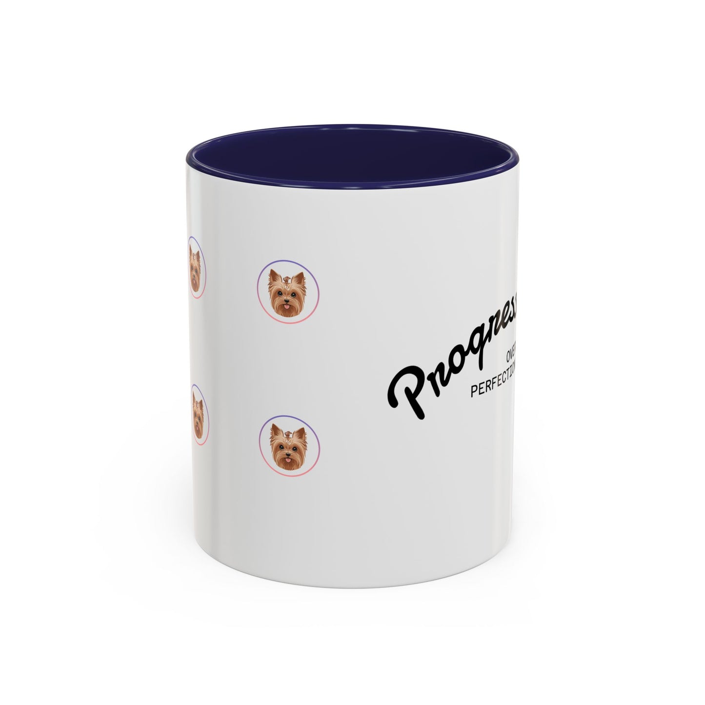 Motivational Coffee Mug, Progress Over Perfection Design, Cute Dog Print, Gift for Pet Lovers, Office or Home Decor, Inspirational Drinkware