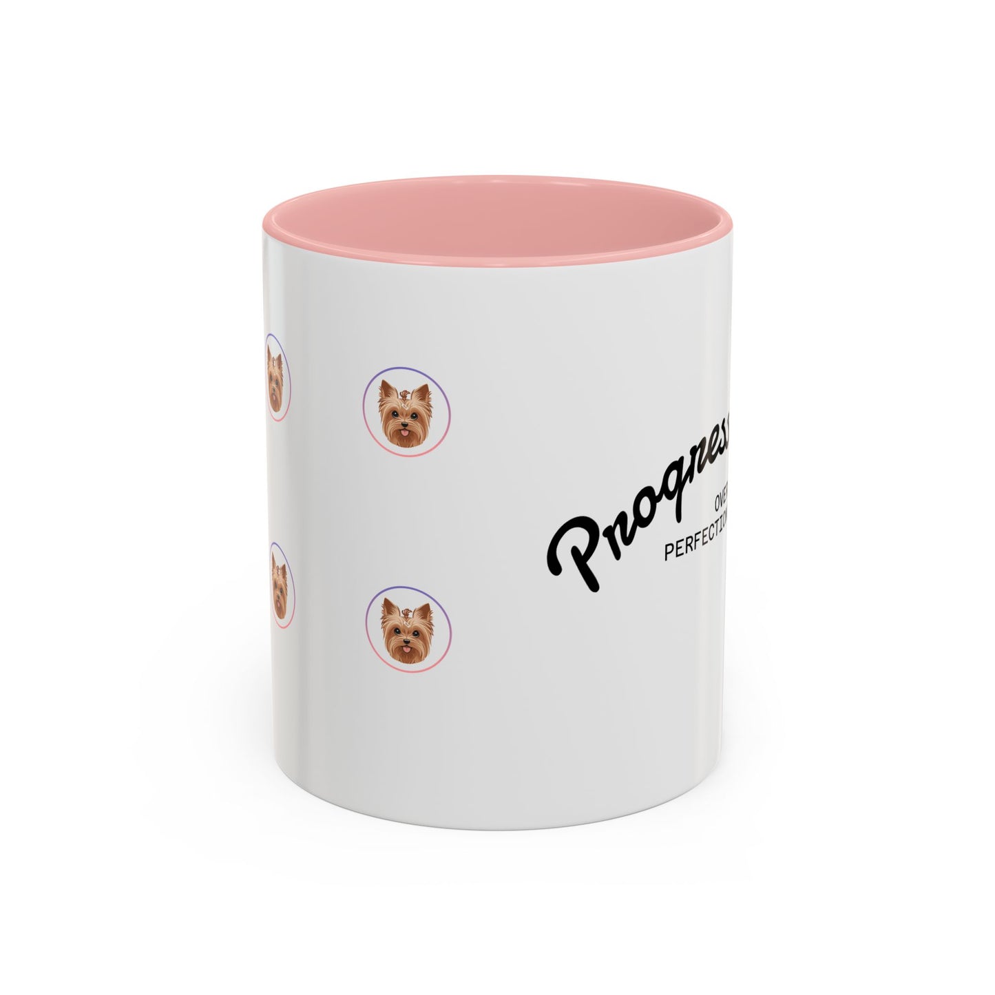 Motivational Coffee Mug, Progress Over Perfection Design, Cute Dog Print, Gift for Pet Lovers, Office or Home Decor, Inspirational Drinkware