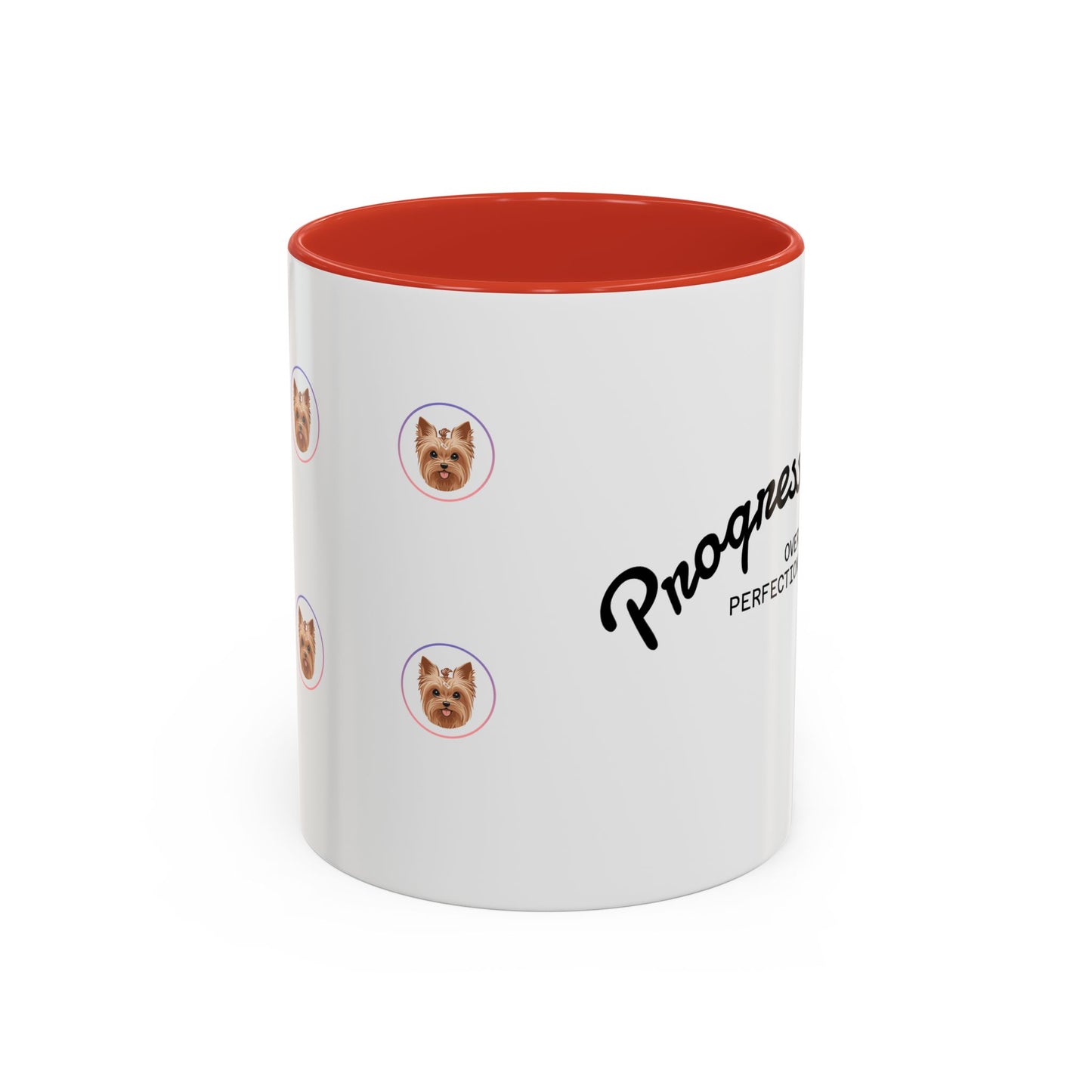 Motivational Coffee Mug, Progress Over Perfection Design, Cute Dog Print, Gift for Pet Lovers, Office or Home Decor, Inspirational Drinkware